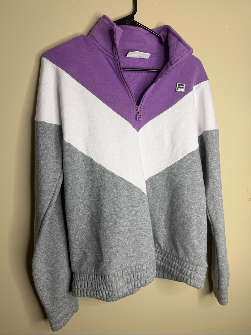 Fila Men's Purple, White & Gray Chevron Half-Zip Sweatshirt